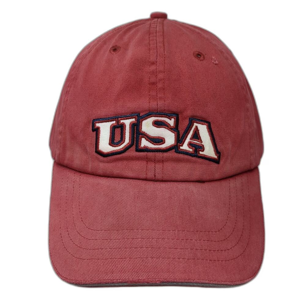 Sonoma Baseball Cap Red One Size USA Stars Strapback Cotton Distressed Hat